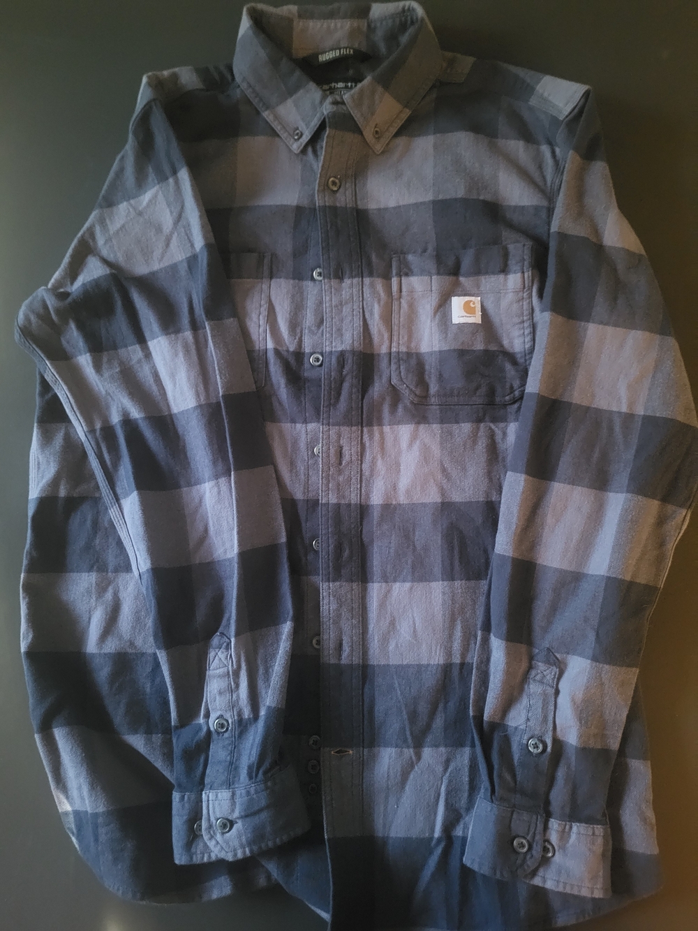Carhartt Men’s Black and Gray Plaid Shirt Flannel